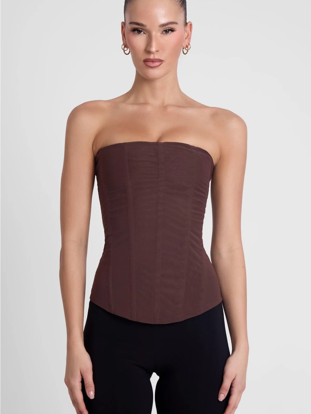LEAU Muse Mesh Brown Corset Top